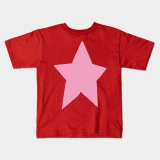 Pink Star On Red Kids T-Shirt